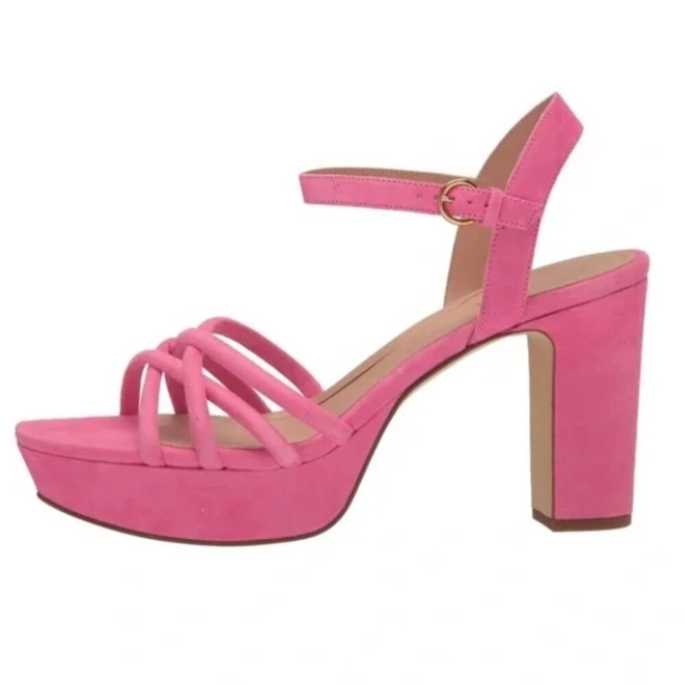 Cole Haan Grove Platform Sandals Neon Fuschia Suede, Size 8.5